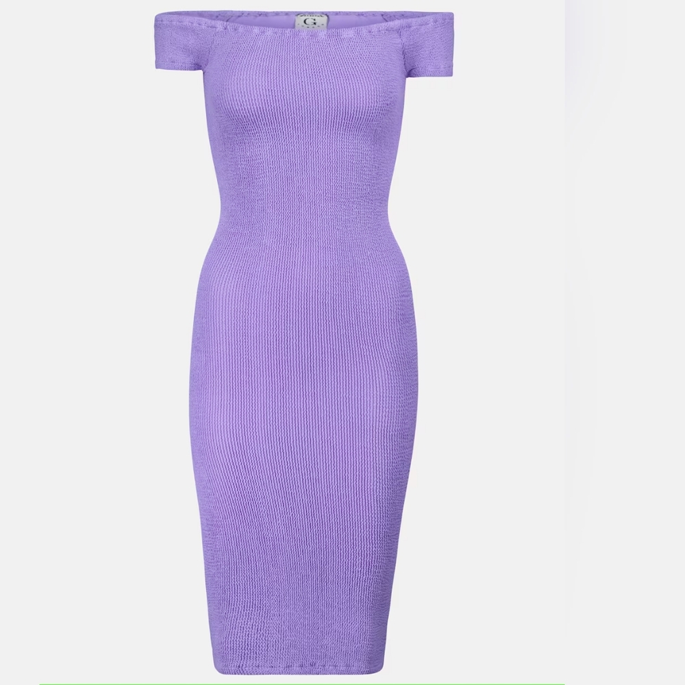 Hunza G Grace off-shoulder minidress in purple One size